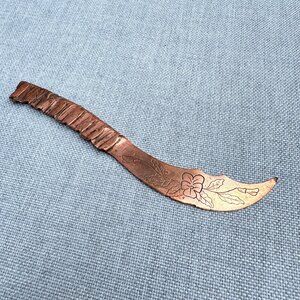 Antique Rare Belgium Trench Copper Art WW1 Letter Opener Knife Coxyde *read*